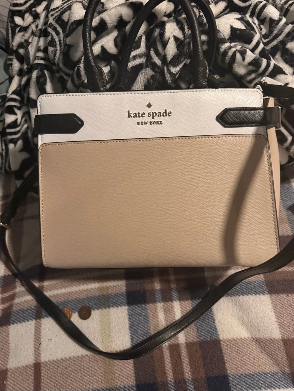 kate spade Two-Tone Beige, White & Black Satchel